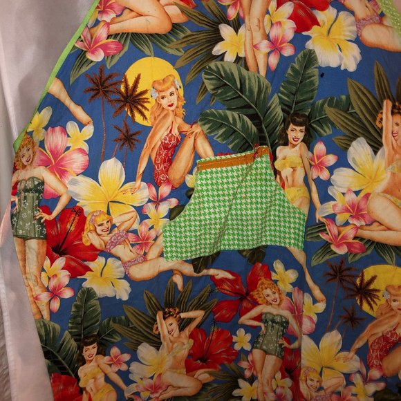 Vintage inspired NEW Tropical Pin Up Girls green gingham check  a… - Picture 3 of 3
